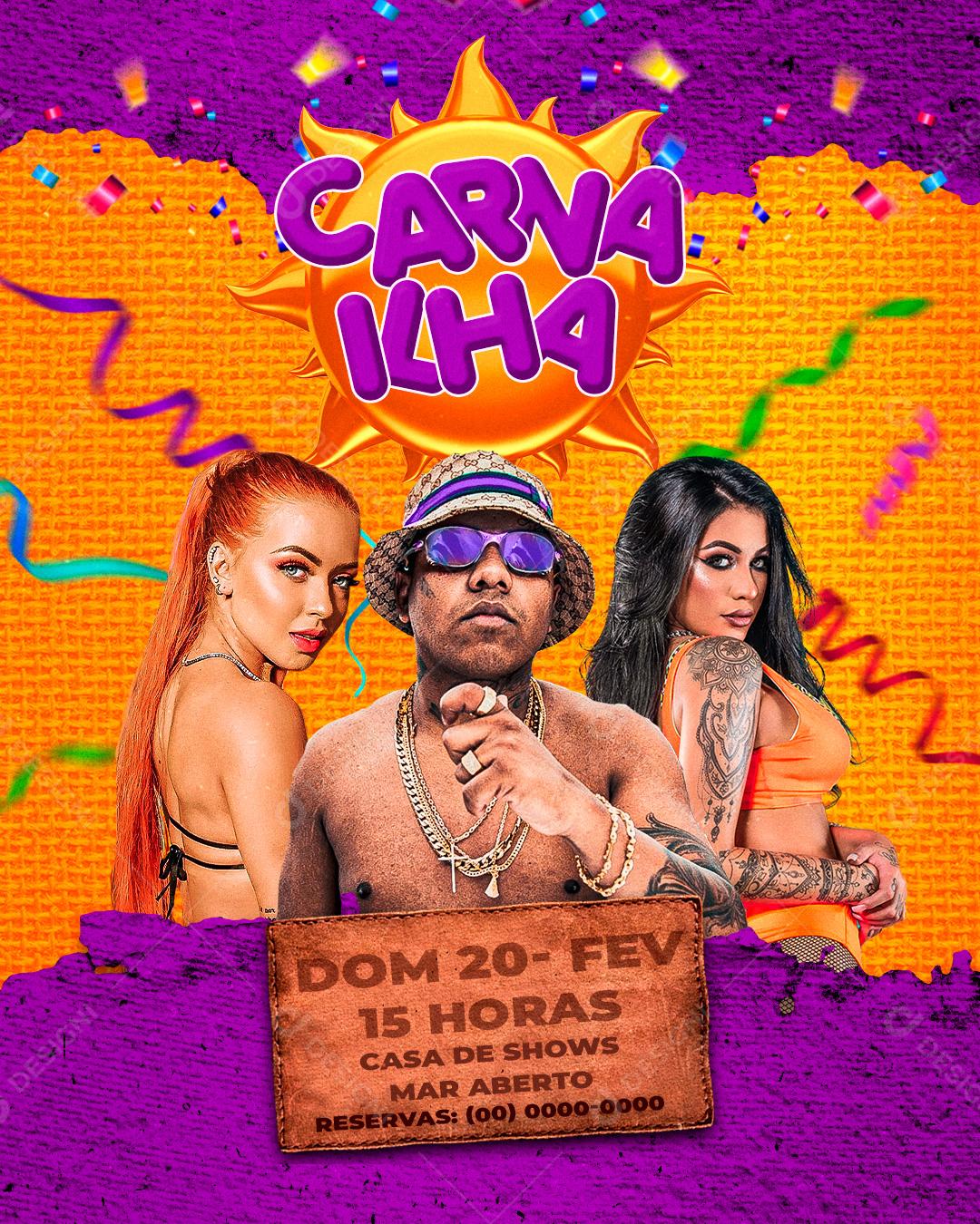 Social Media Carna Ilha Agenda Flyers PSD Editável