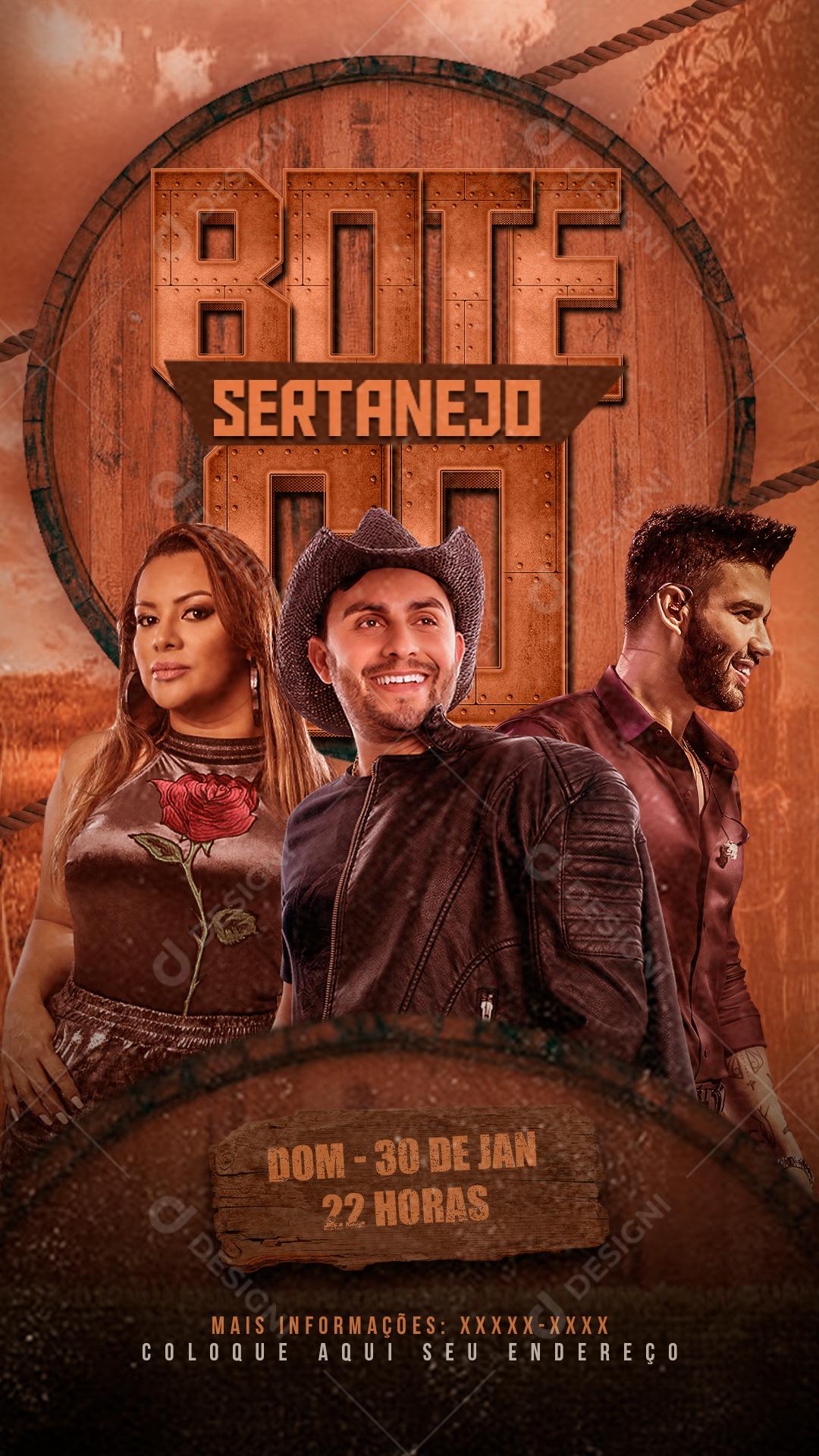 Flyers Boteco Sertanejo Social Media PSD Editável