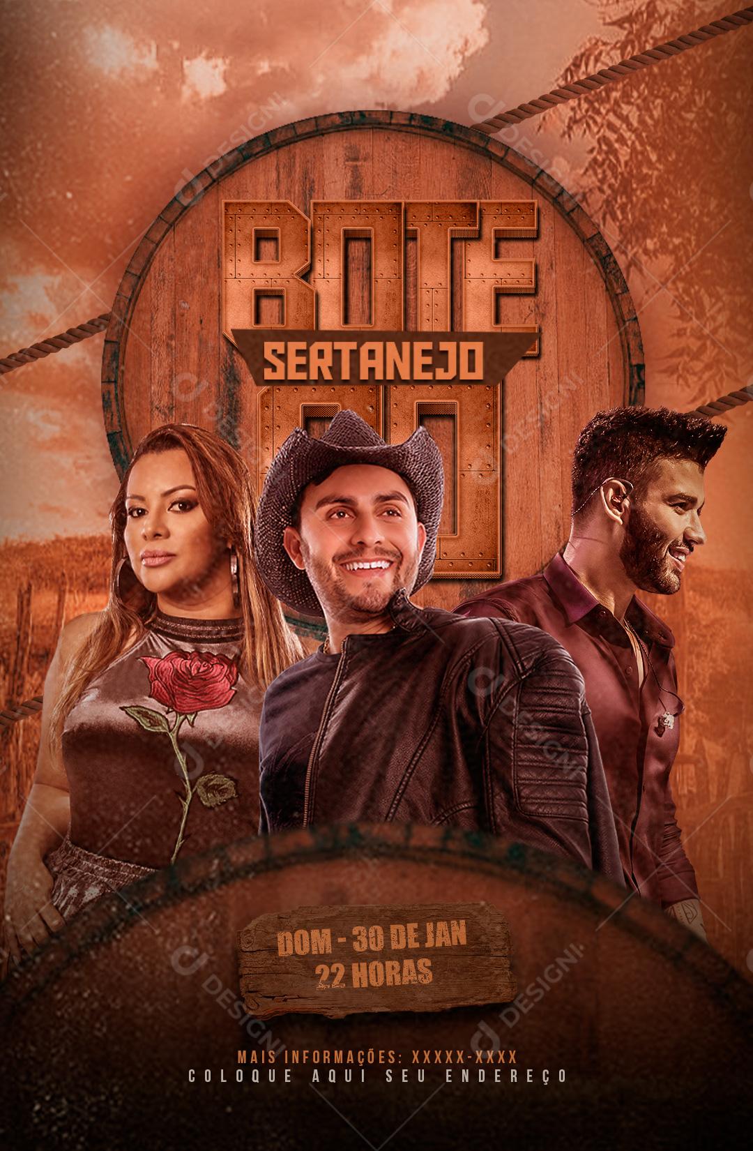 Social Media Boteco Sertanejo Flyers PSD Editável