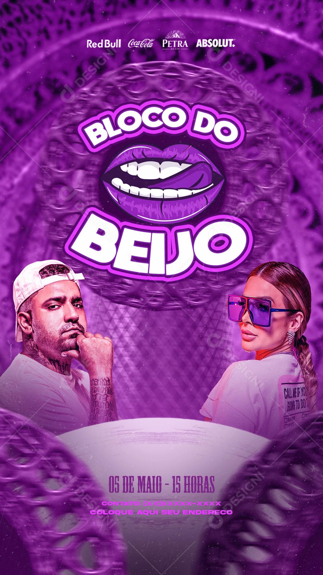 Flyers Bloco Do Beijo Agenda Social Media PSD Editável