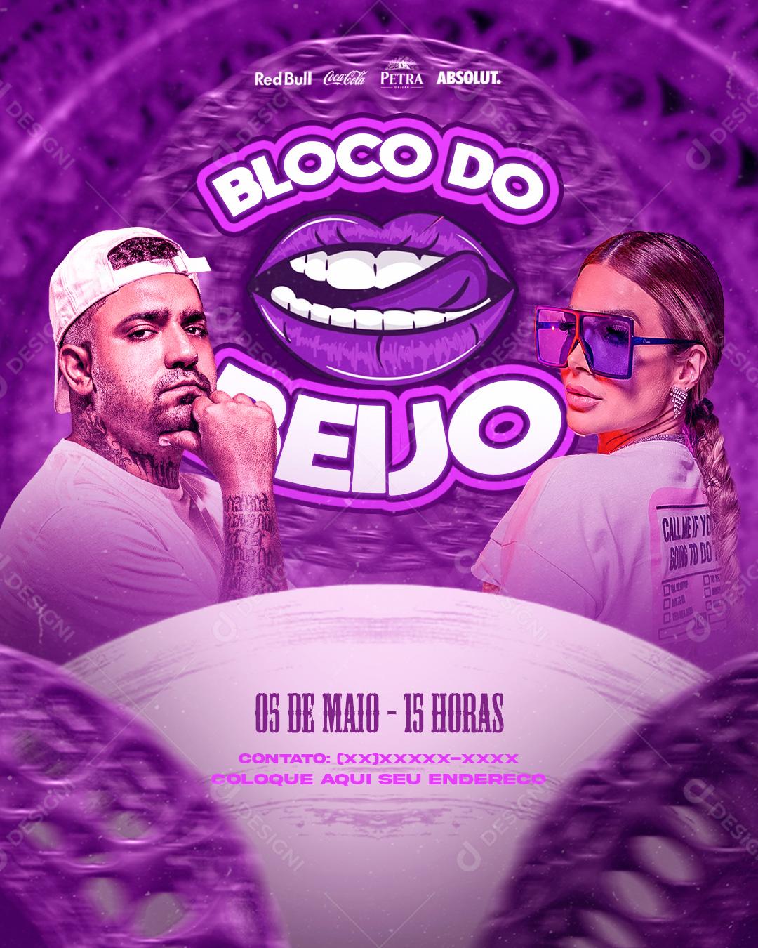 Social Media Bloco Do Beijo Agenda Flyers PSD Editável