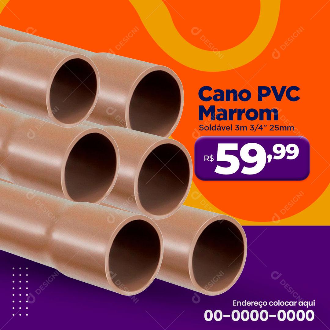 Cano PVC Marrom Matérias Para Construção Social Media PSD Editável