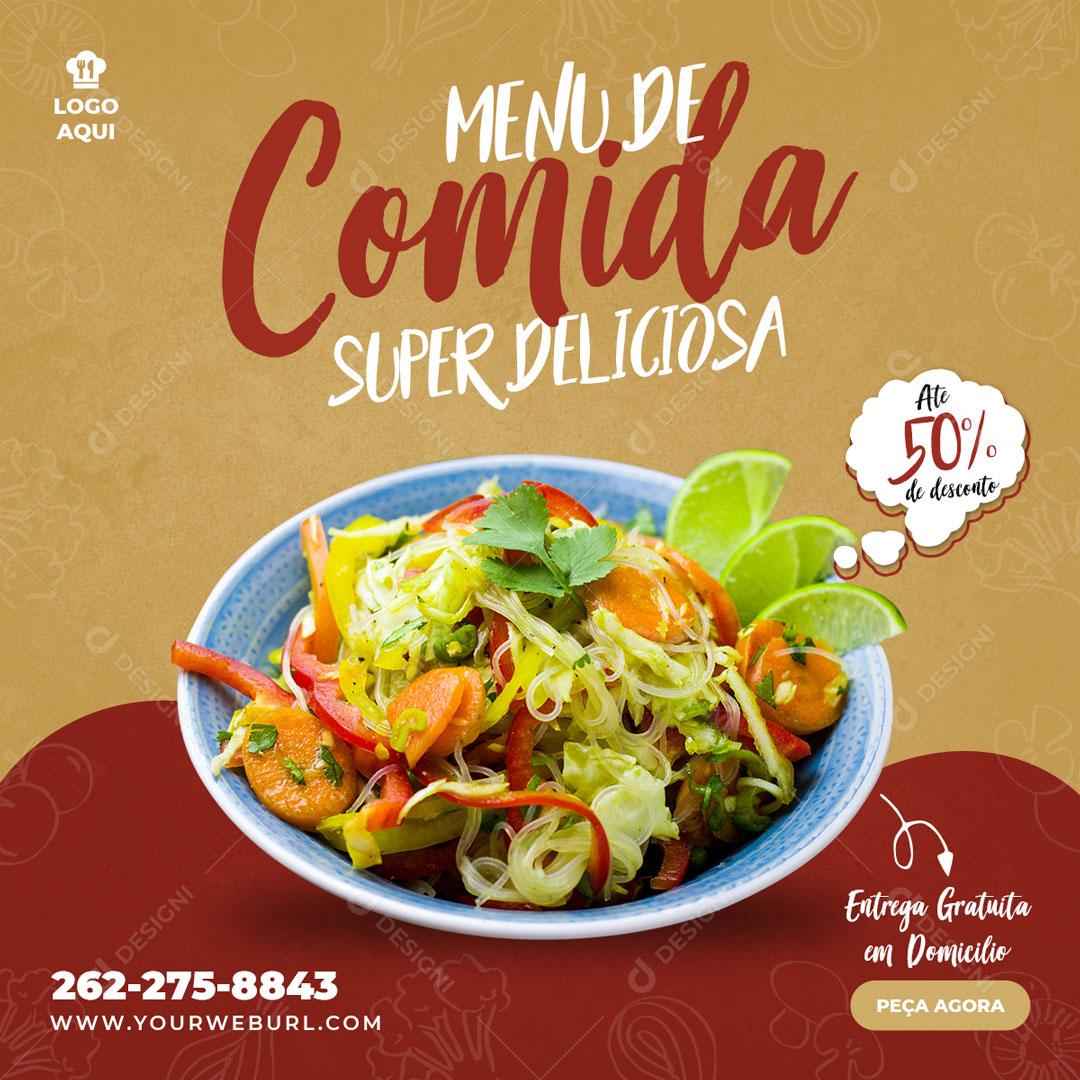 Menu De Comida Super Deliciosa Social Media PSD Editável
