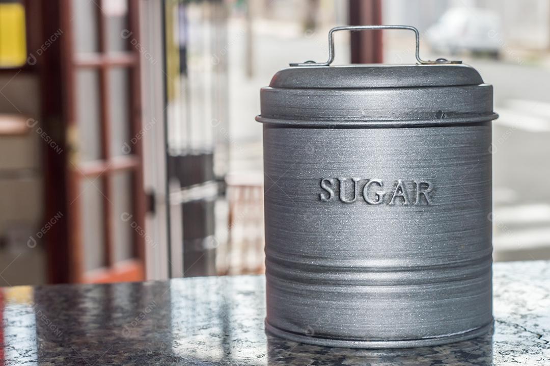 Fotos pote de açúcar escrito açucar