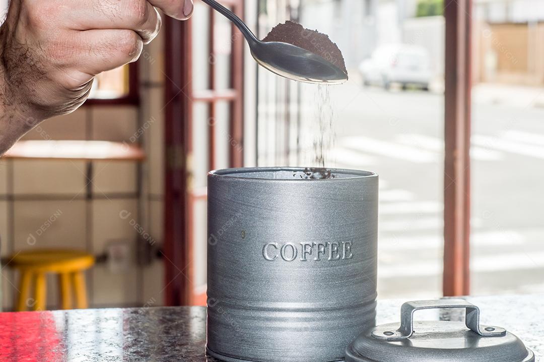 Fotos pote escrito café