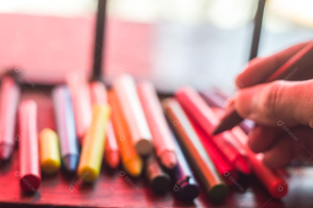 Giz de cera colorido, várias cores de giz de cera