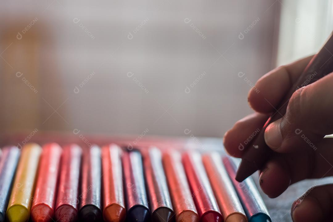 Giz de cera colorido, várias cores de giz de cera