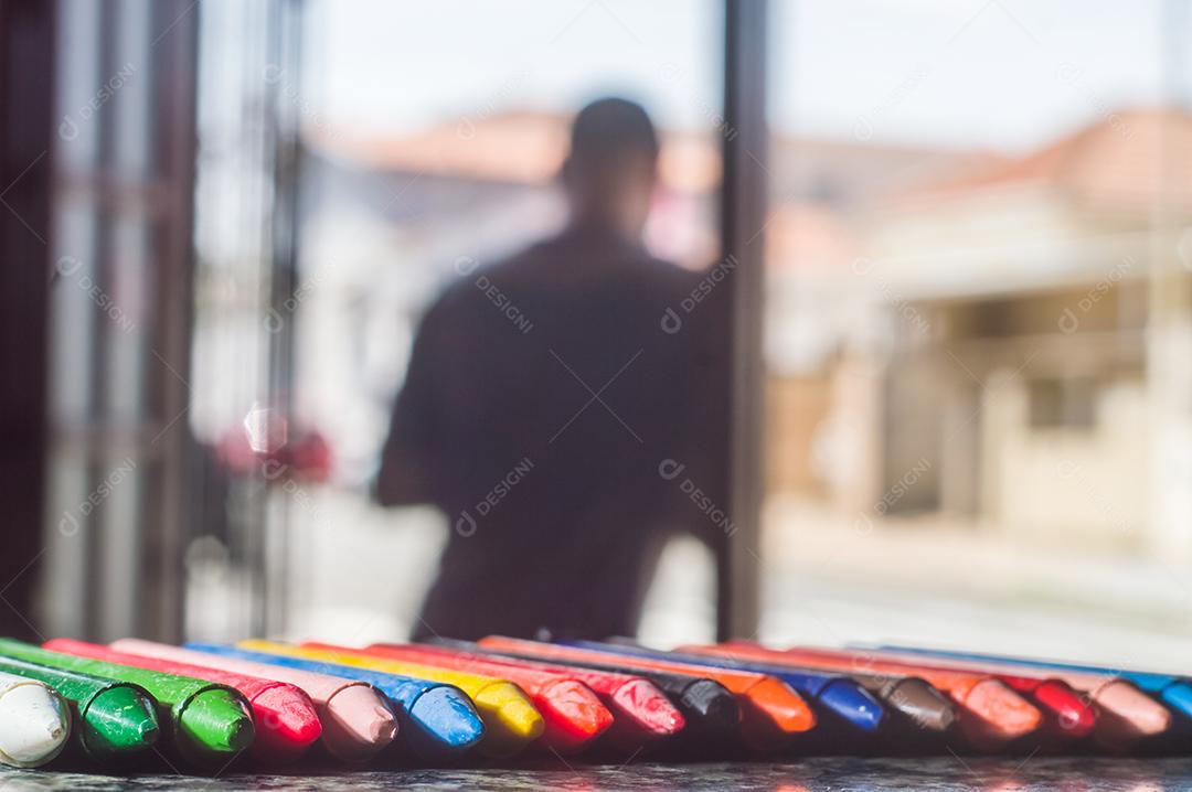 Giz de cera colorido, várias cores de giz de cera