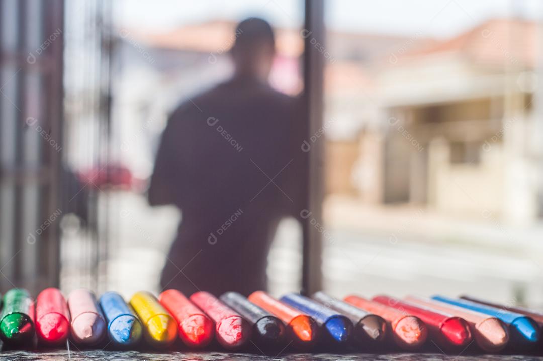 Colored crayons, various colors of crayons
