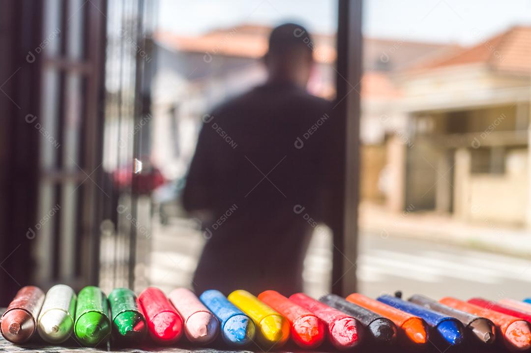 Giz de cera colorido, várias cores de giz de cera