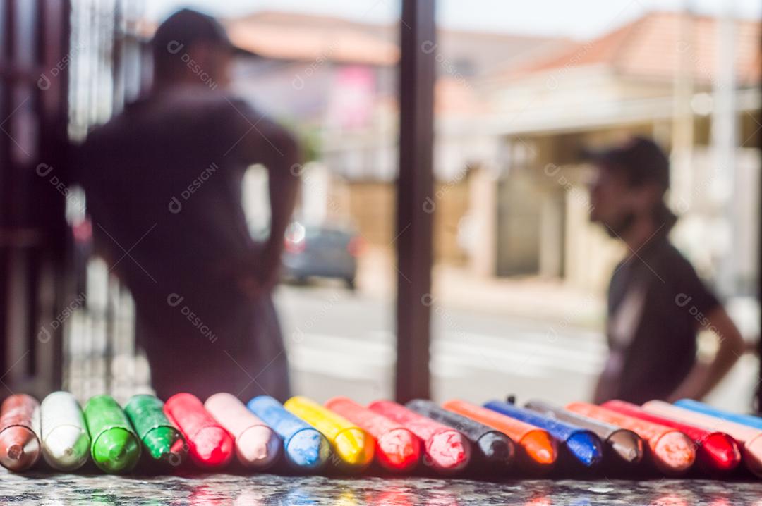 Giz de cera colorido, várias cores de giz de cera