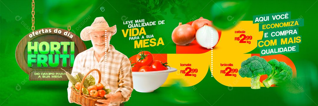 Banner Oferta Do Dia Hortifruti Leve Qualidade Para Sua Mesa Social Media PSD Editável