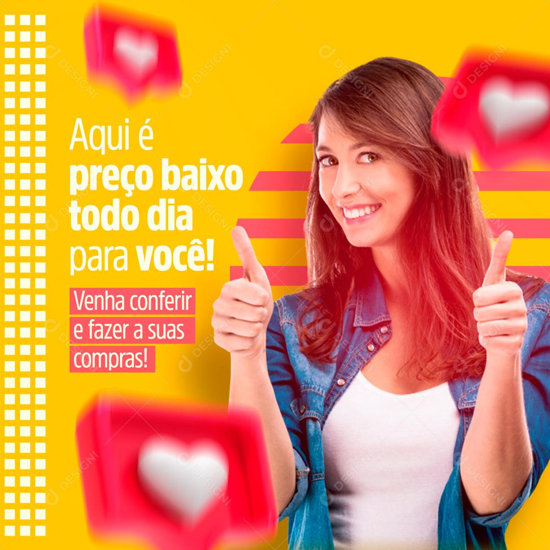 Here The Price Is Low Every Day For You Social Media Editable PSD