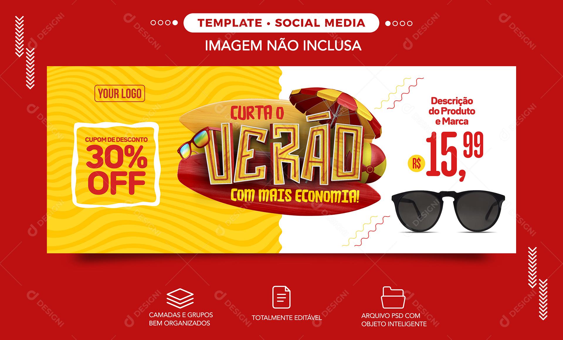 Social Media Banner De Verão Com Mais Economia PSD Editável
