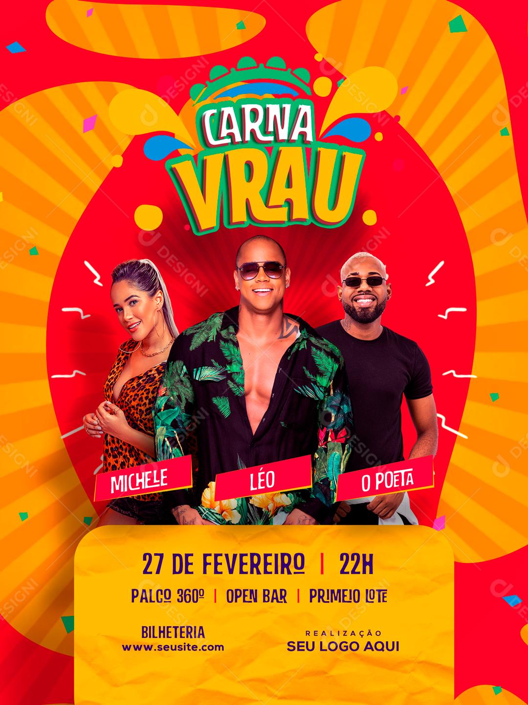 Flyer Carnaval Léo Santana E O Poeta Social Media PSD Editável