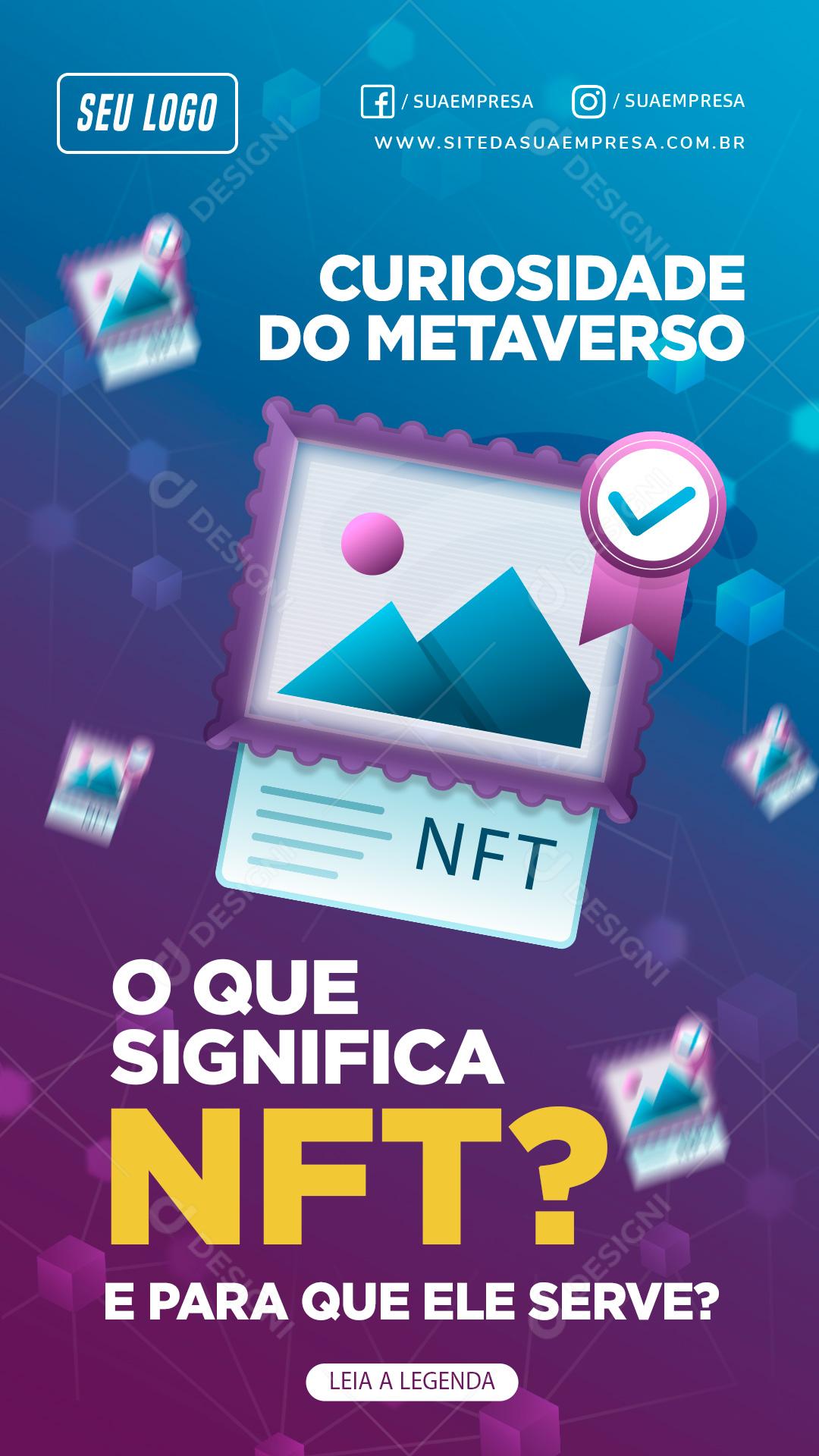 Social Media O Que Significa NFT Curiosidade Do Metaverso PSD Editável