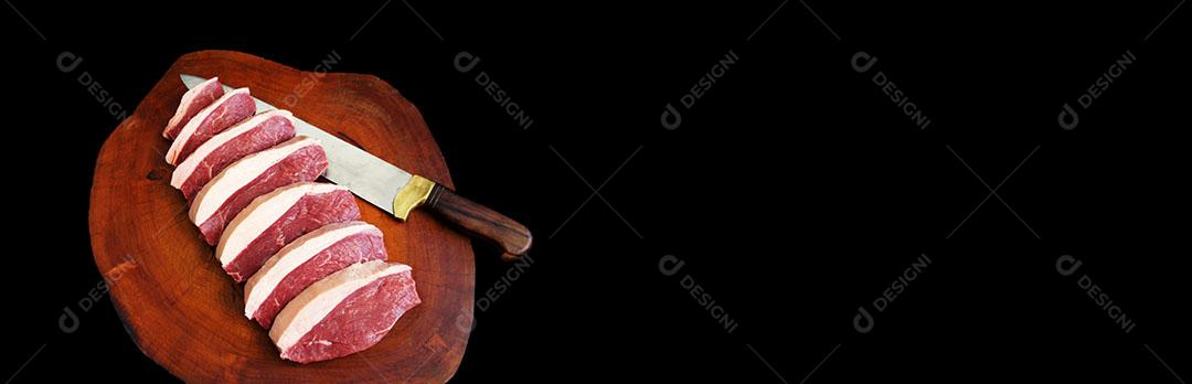 Picanha Crua Carne Tradicional Brasileira Em Fundo Preto Imagem JPG