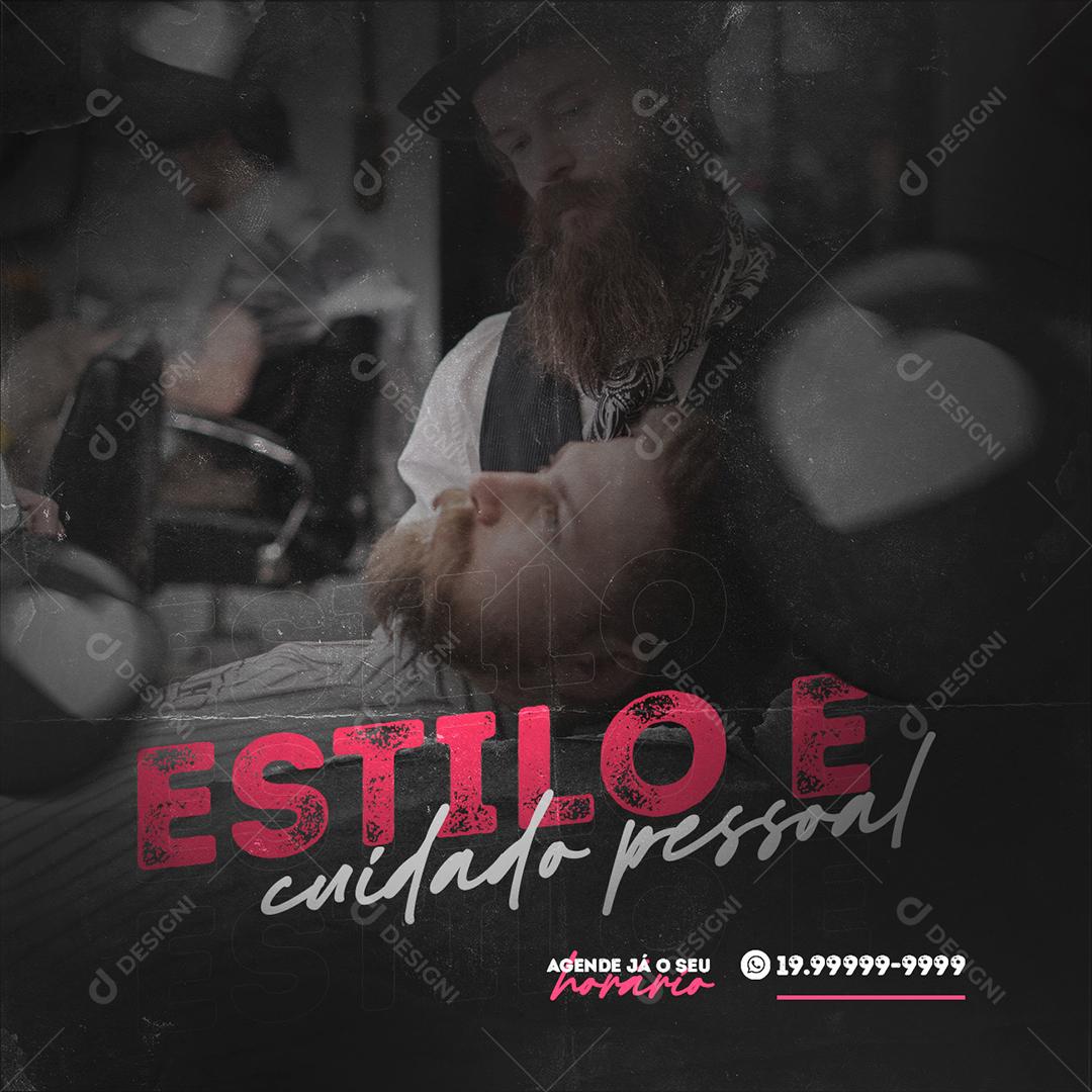 Social Media Estilo E Cuidado Pessoal Barbearia PSD Editável