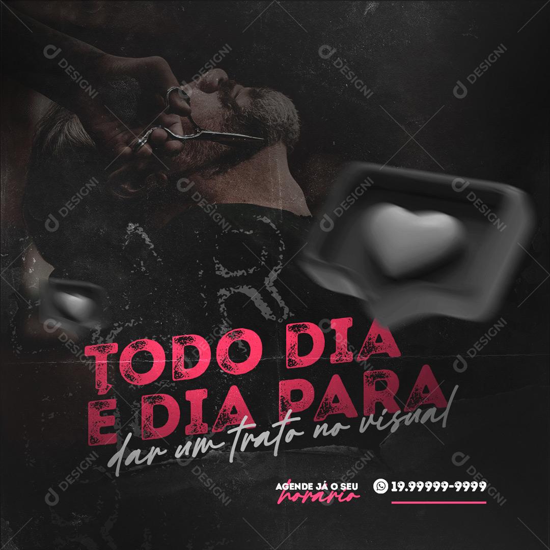Social Media Every Day Is a Day to Treat the Visual Barber Shop Editable PSD
