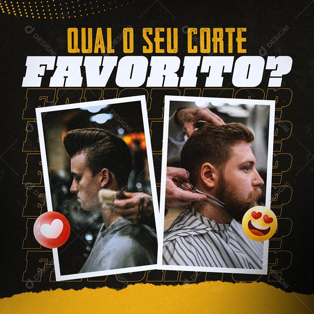 Barbearia Qual O Seu Corte Favorito Social Media PSD Editável