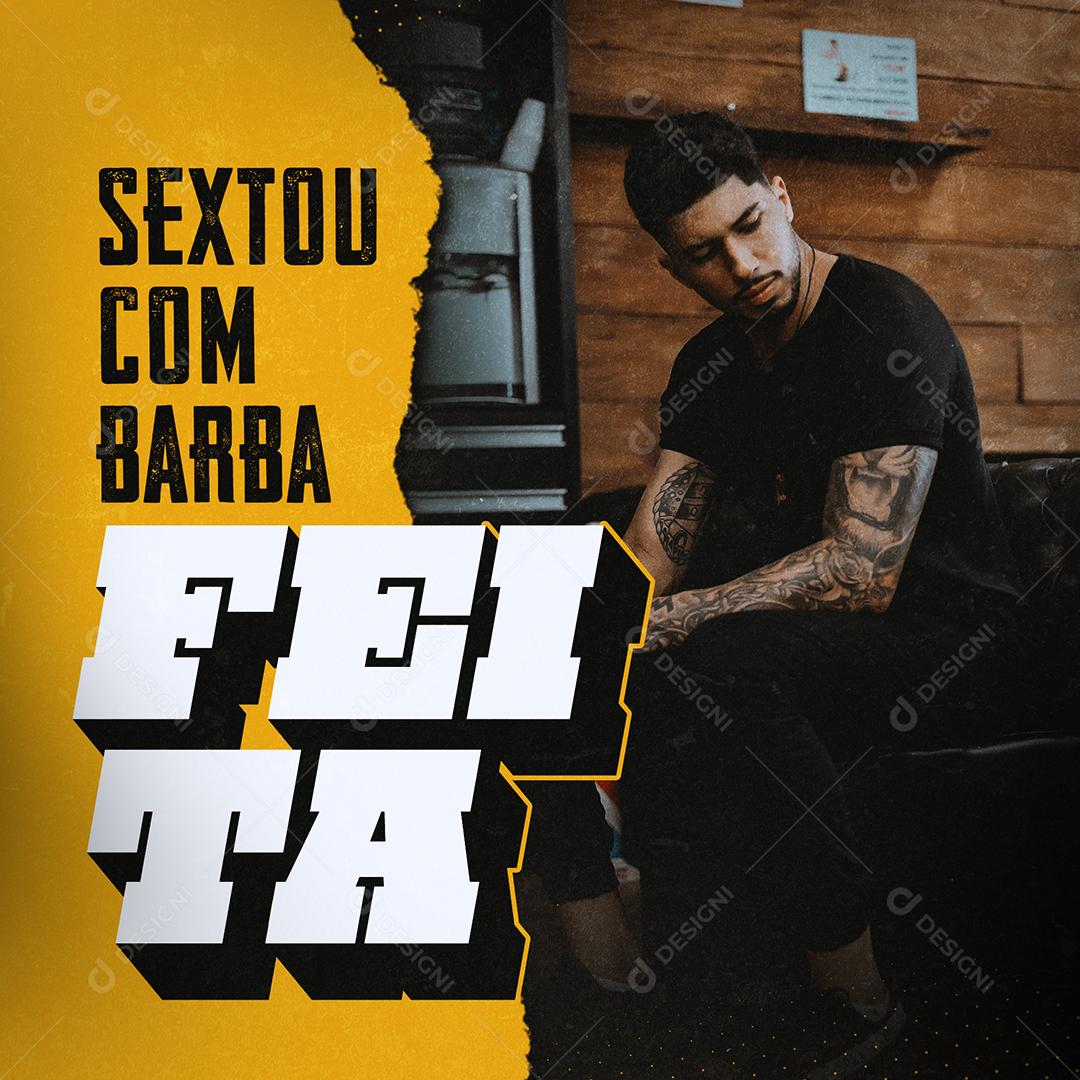 Barbearia Sextou Com Barba Feita Social Media PSD Editável