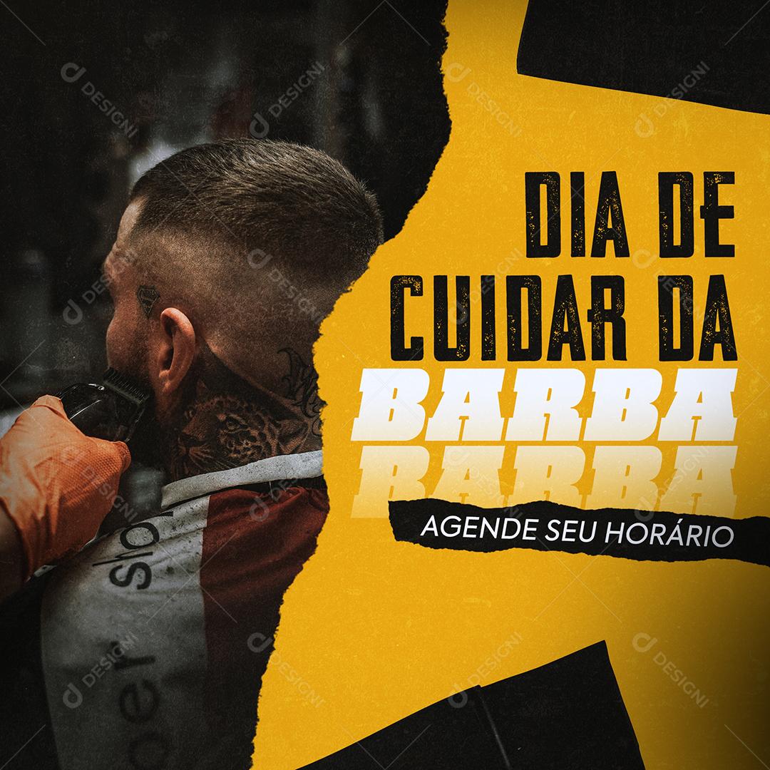 Barbearia Dia De Cuidar Da Barba Social Media PSD Editável