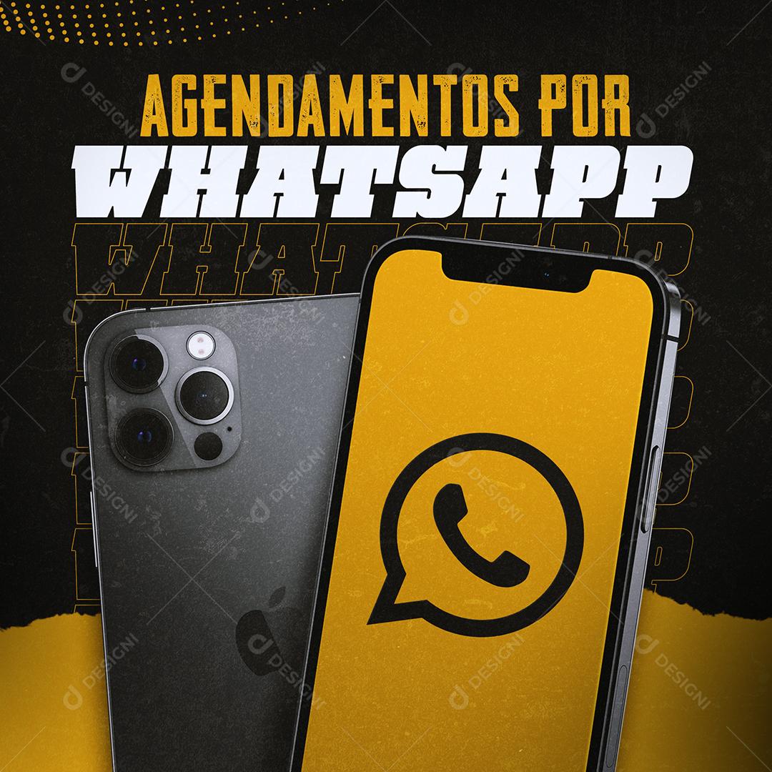 Barbearia Agendamentos Por Whatsapp Social Media PSD Editável