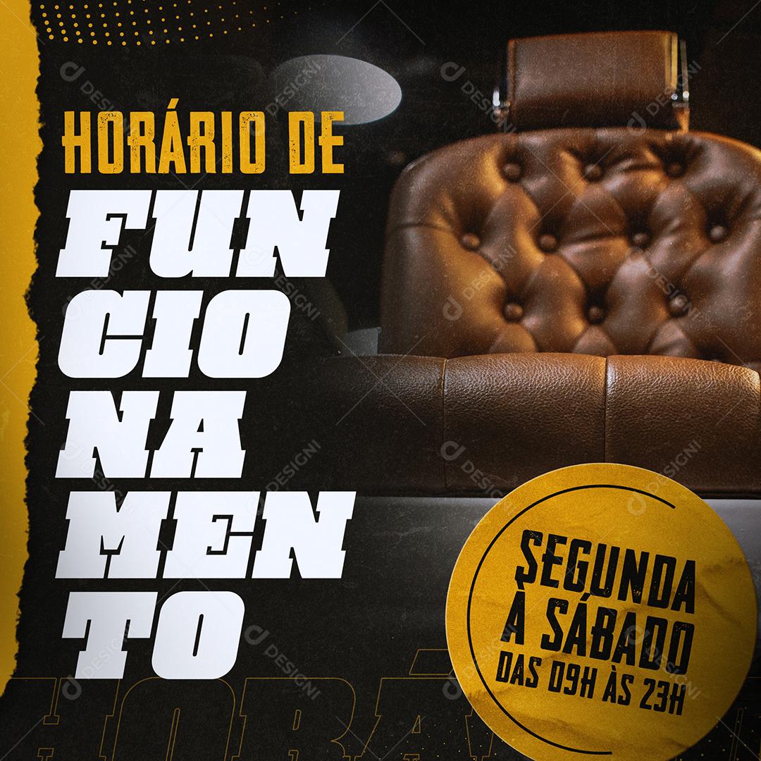 Barbearia Horário De Funcionamento Social Media PSD Editável