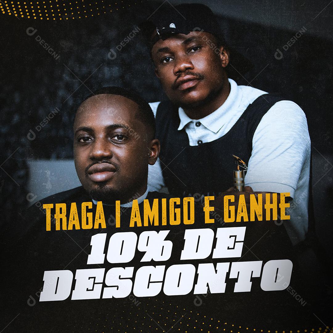 Socia Media Traga Amigo E Ganhe 10% De Desconto Barbearia PSD Editável