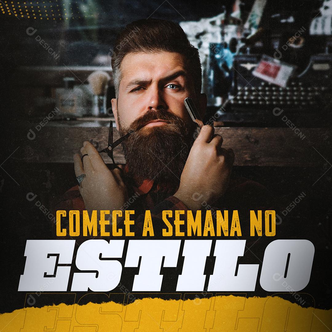 Social Media Comece A Semana No Estilo Barbearia PSD Editável