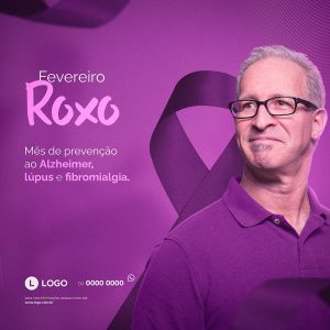 Fevereiro Roxo Mês da Prevenção ao Alzheimer Social Media PSD Editável
