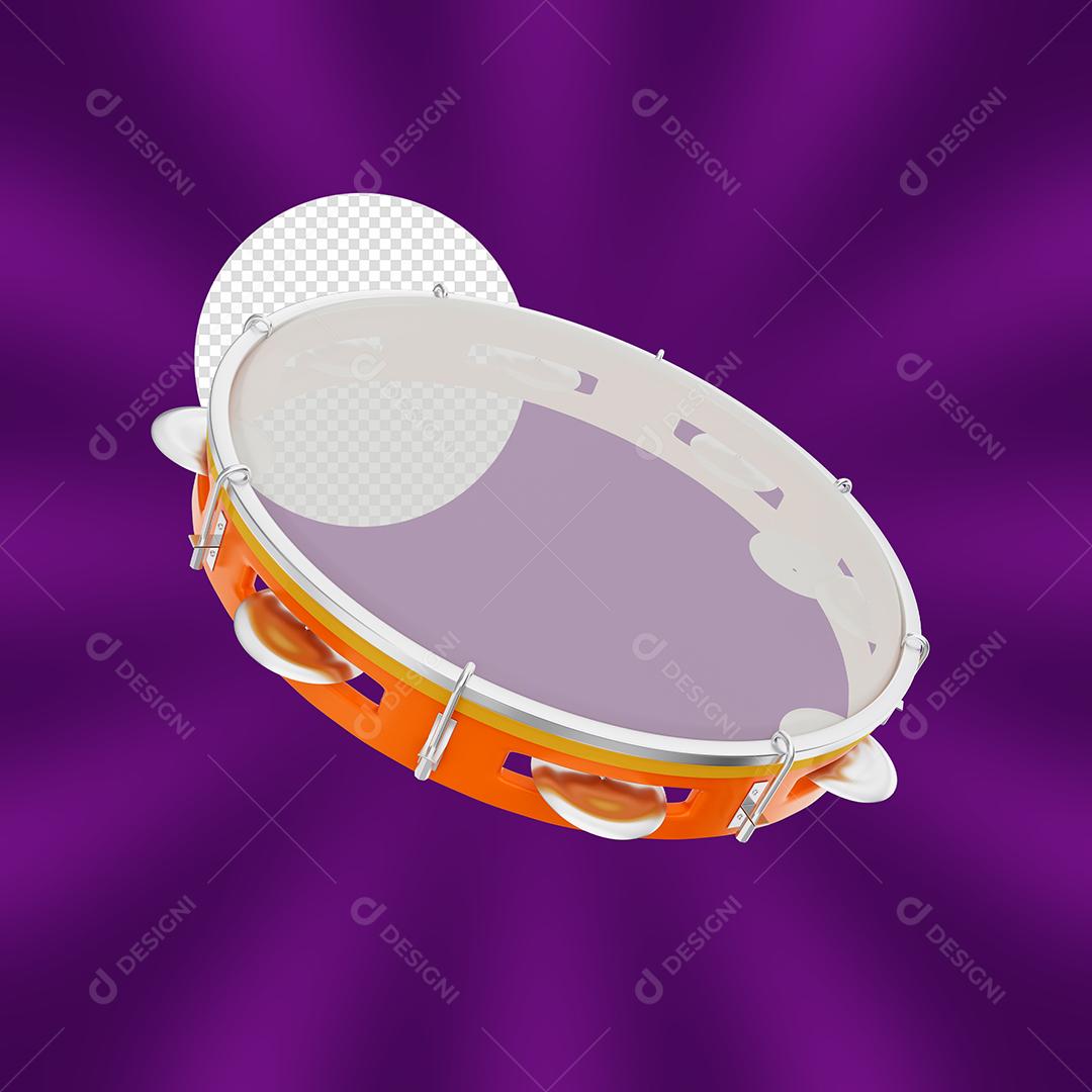 Pandeiro Elemento 3D Para Composição PSD Premium