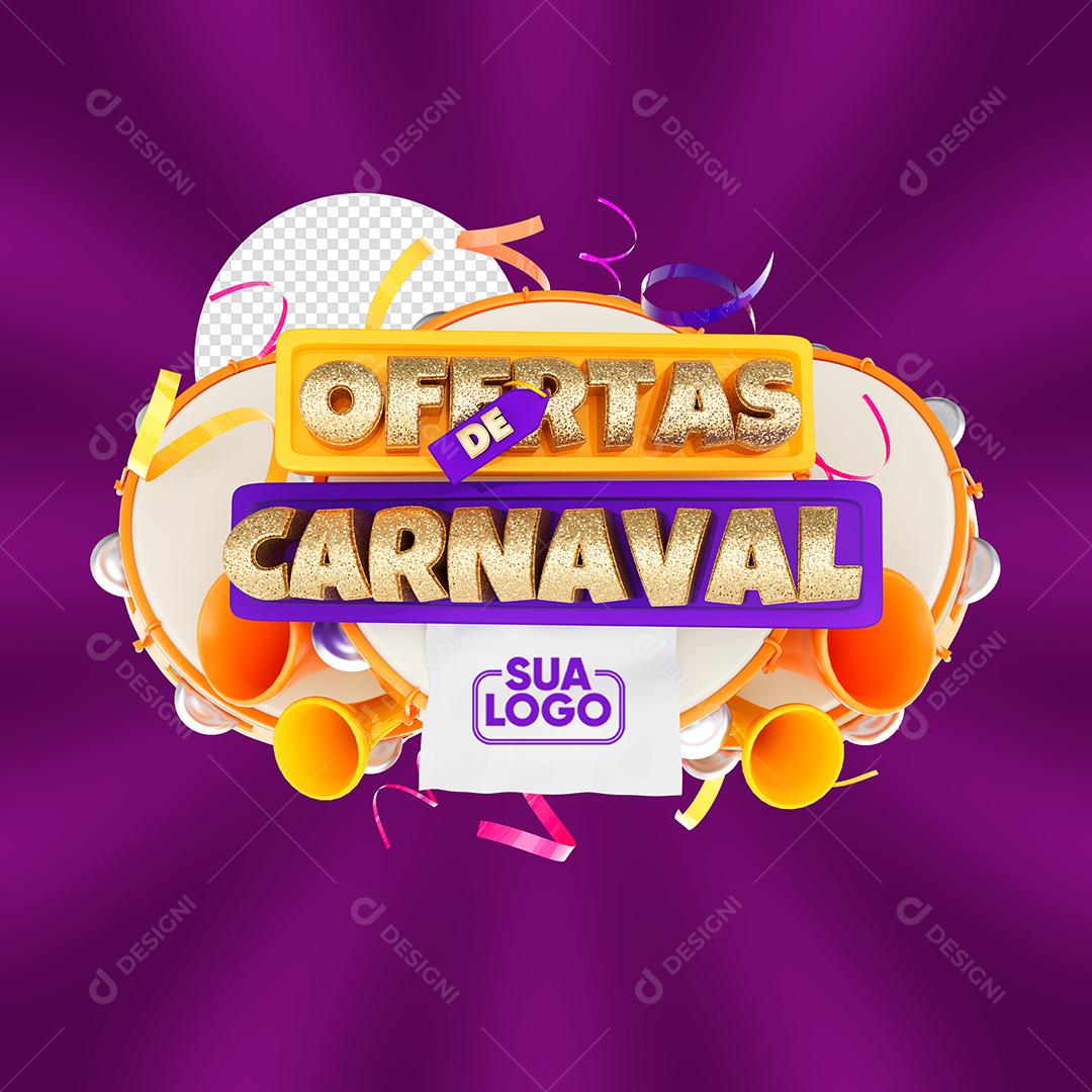 Selo 3D Ofertas De Carnaval Para Composição PSD Premium