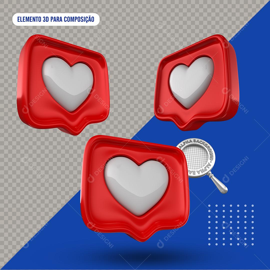 Likes De Instagram 3D Elemento Para Composição PSD Premium