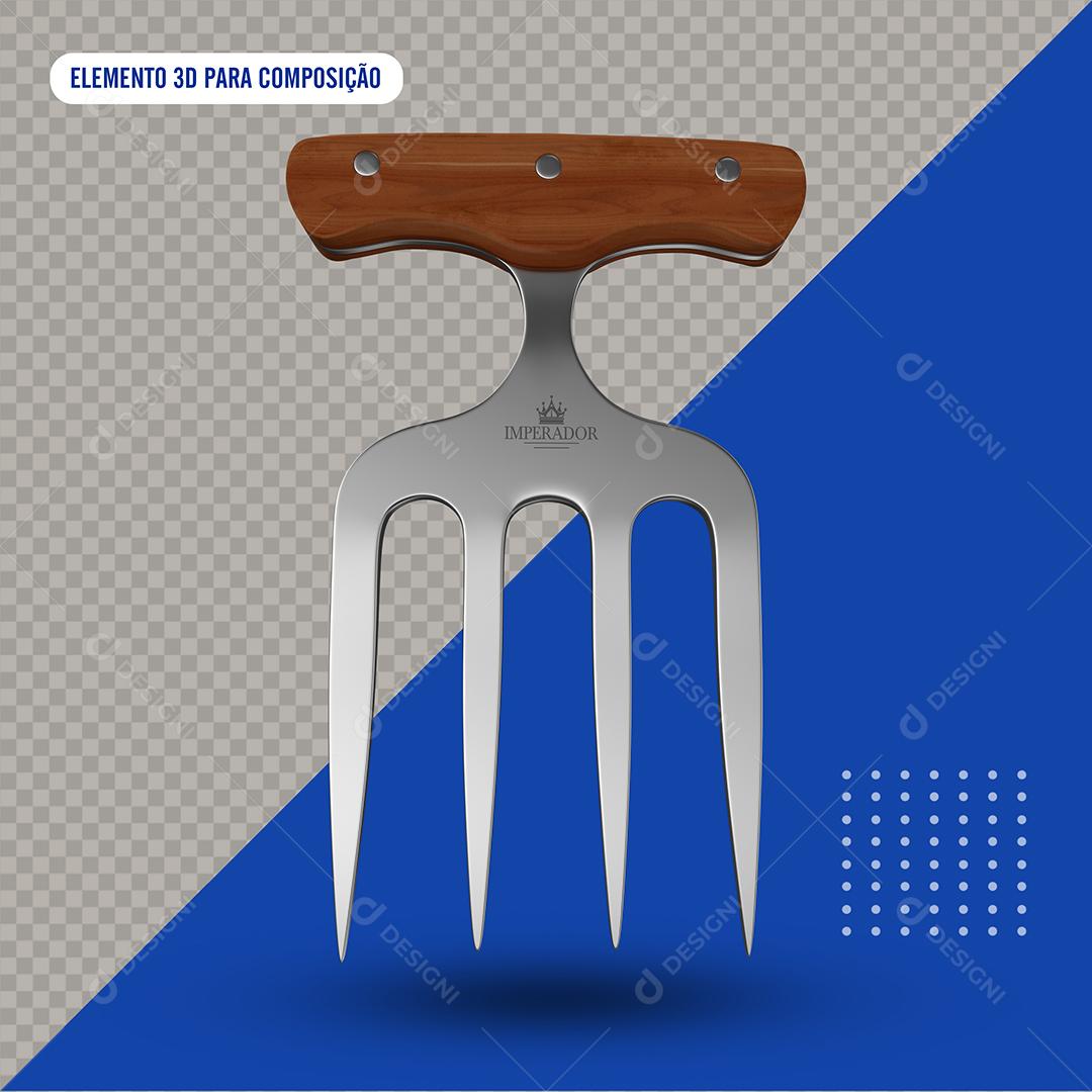 Elemento 3D Garfo De Churrasco Para Composição PSD Premium