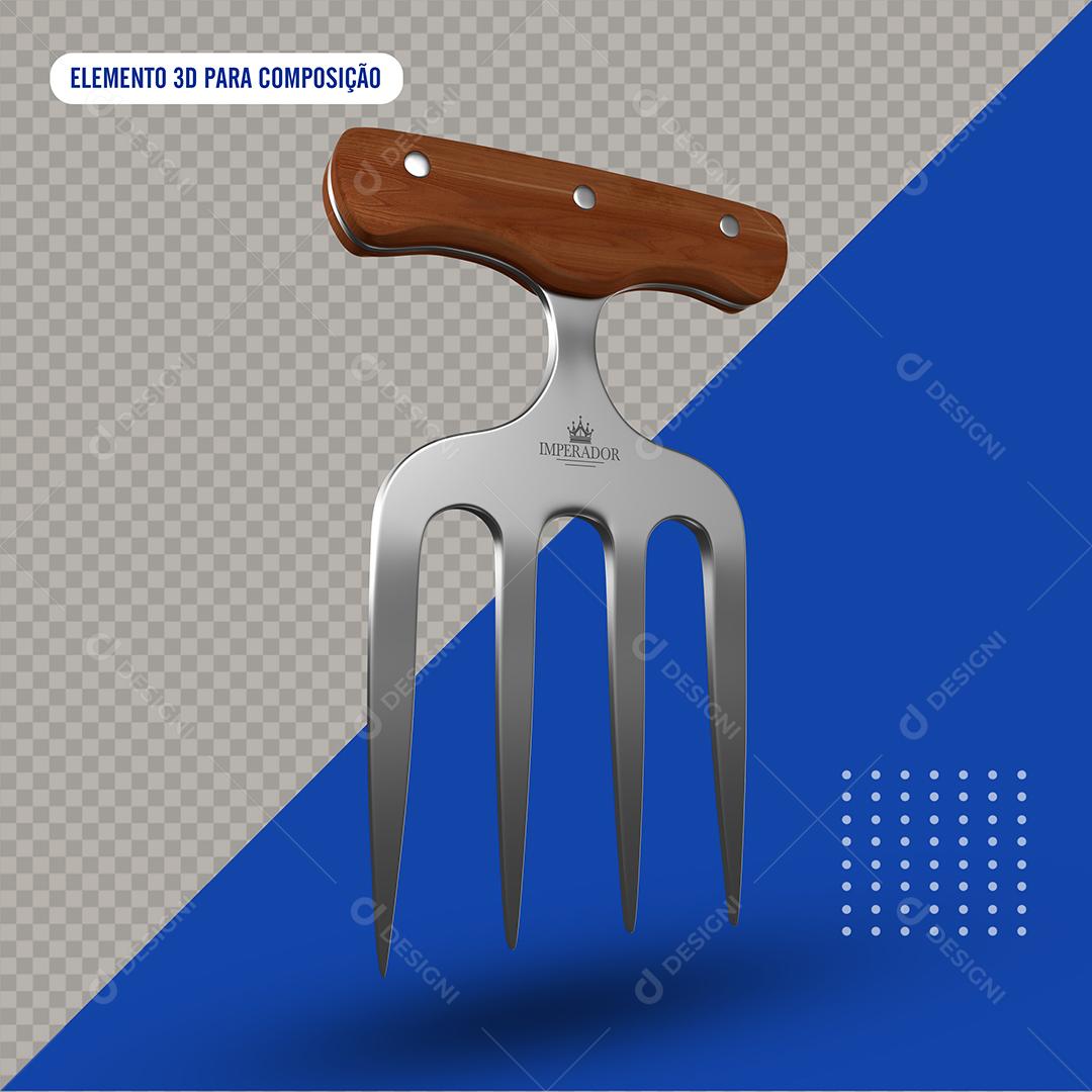 Garfo De Churrasco Elemento 3D Para Composição PSD Premium