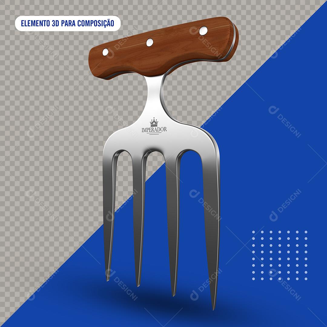 Garfo De Churrasco Elemento 3D Para Composição PSD Premium