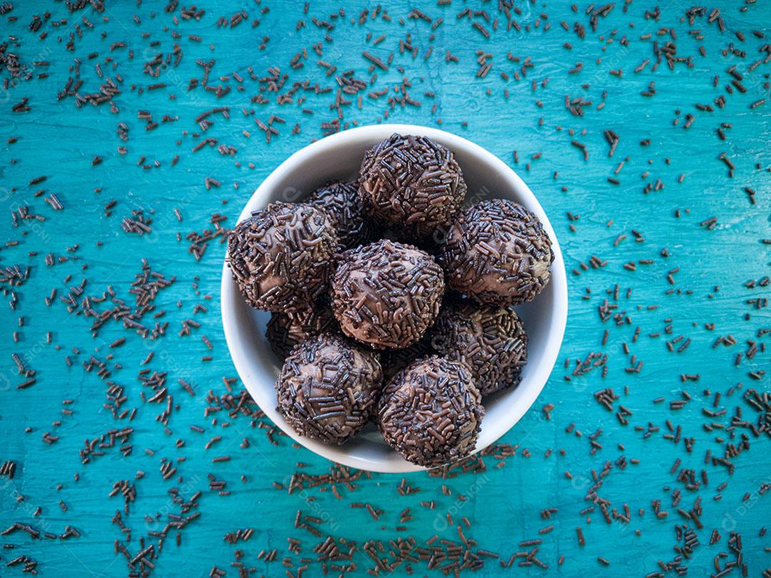 Traditional Brazilian Sweet Brigadeiro Close View Image JPG