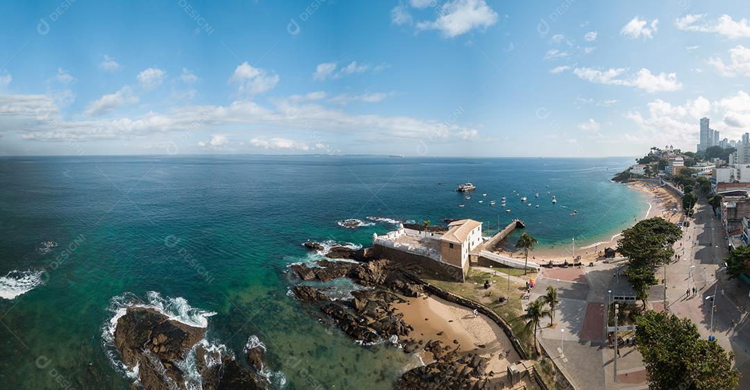 Drone Vista Aérea da Praia do Porto da Barra Em Savaldor Bahia Brasil Imagem JPG