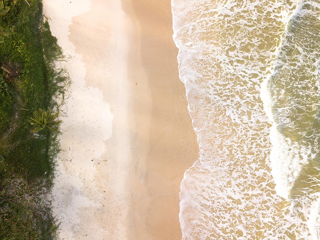 Vista Aérea de Cima da Praia Com Ondas Deslumbrantes Imagem JPG