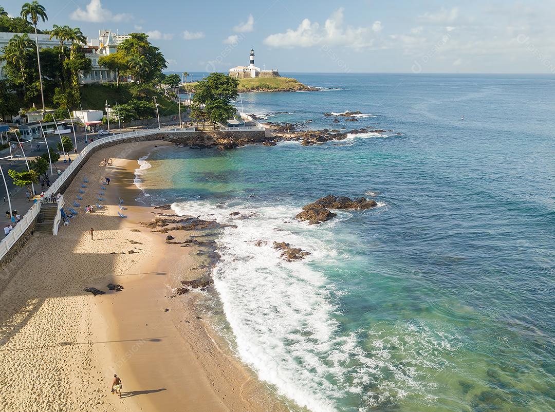 Drone Vista Aérea da Praia da Barra Em Salvador Bahia Brasil Imagem JPG