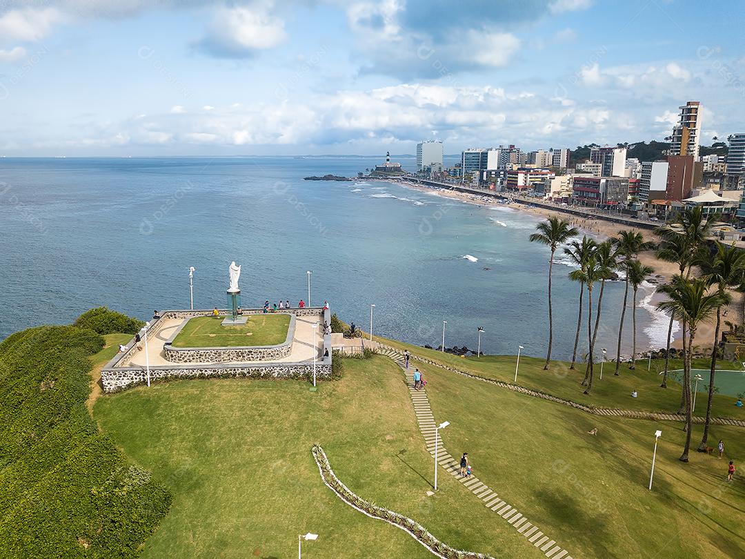 Drone Vista Aérea da Praia da Barra Em Salvador Bahia Brasil Imagem JPG
