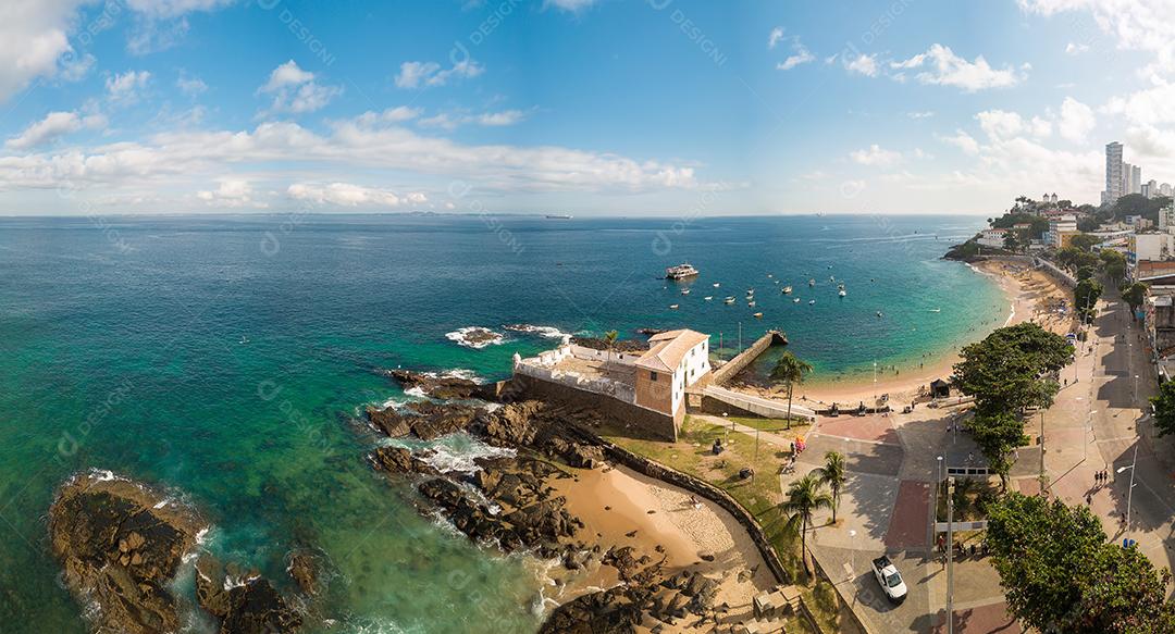 Foto Drone Vista Aérea da Praia da Barra Em Salvador Bahia Brasil