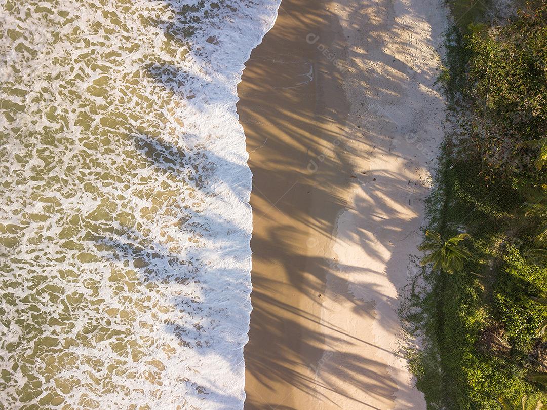 Vista Aérea de Cima da Praia Com Ondas Deslumbrantes Imagem JPG