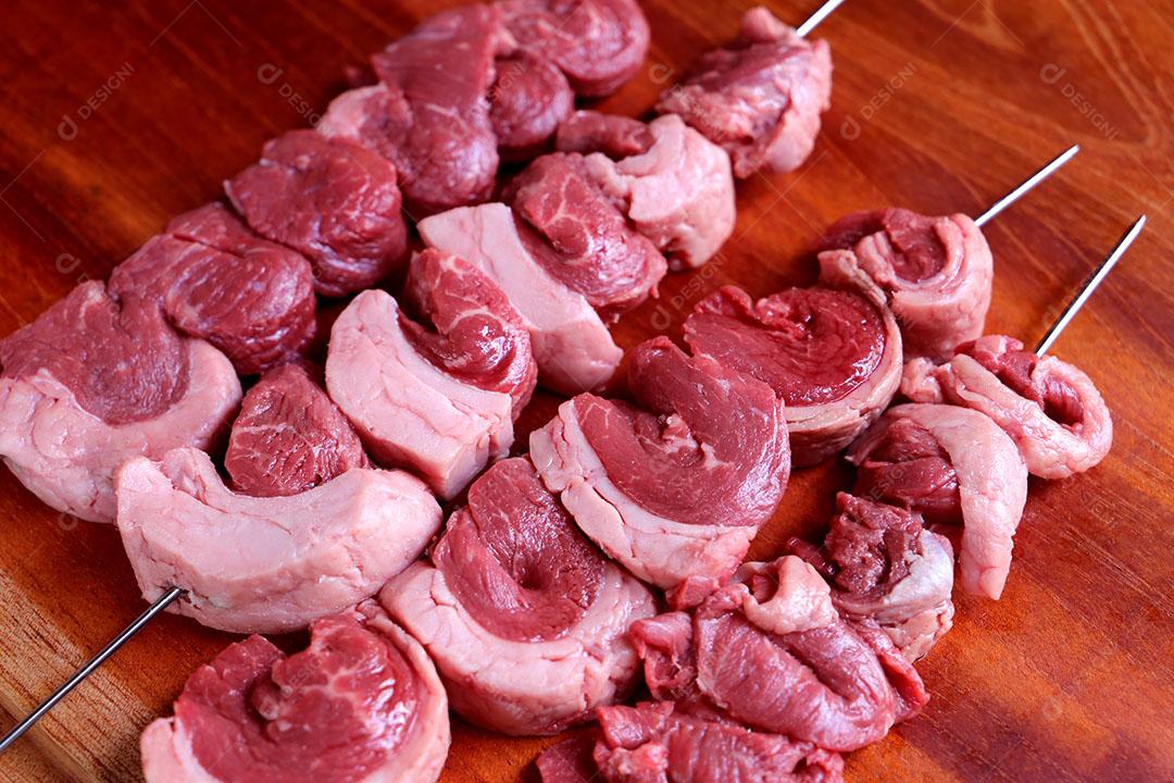 Foto Picanha Crua Churrasco de Bife Tradicional no Brasil Fatias de Picanha Vista do Topo