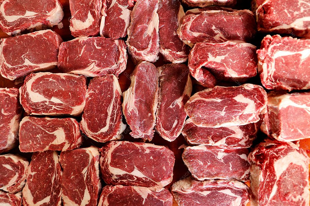 Foto Picanha Crua Churrasco de Bife Tradicional no Brasil Fatias de Picanha Vista do Topo