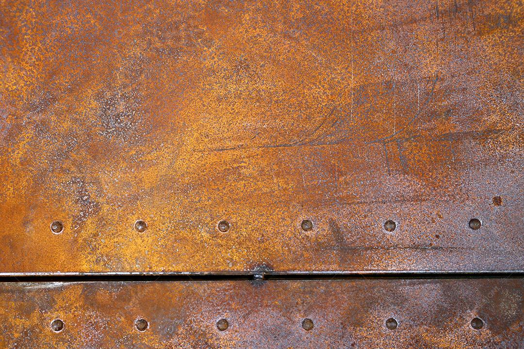 Textura de Ferro Enferrujado Chapa de Ferro Rústica Com Rebites Imagem JPG
