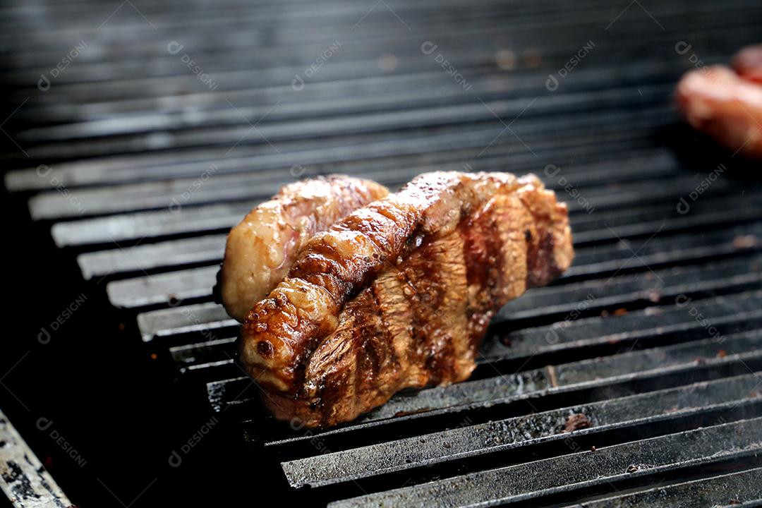 Photos Beautiful and Juicy Picanha Close With Grill Marks On Top of the Grill