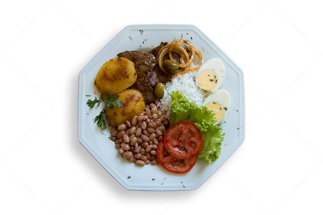 Arroz de feijão de prato de comida brasileira Imagem JPG