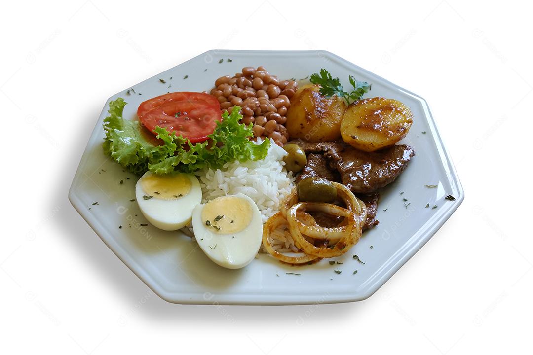 Arroz de feijão de prato de comida brasileira Imagem JPG